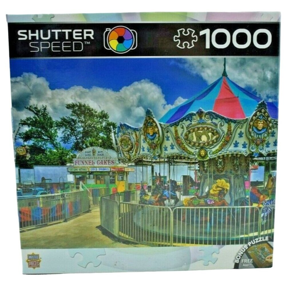 Master Pieces Shutter Speed Joyride Carousel 1000 pc Jigsaw Puzzle Complete